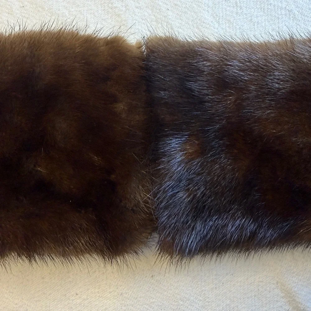 Vtg‎ Genuine Mink Fur Collar Mahogany Brown Detachable Wrap Scarf Trim Accessory